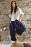 Inga Stretch Poplin Cotton Barrel Pant Navy